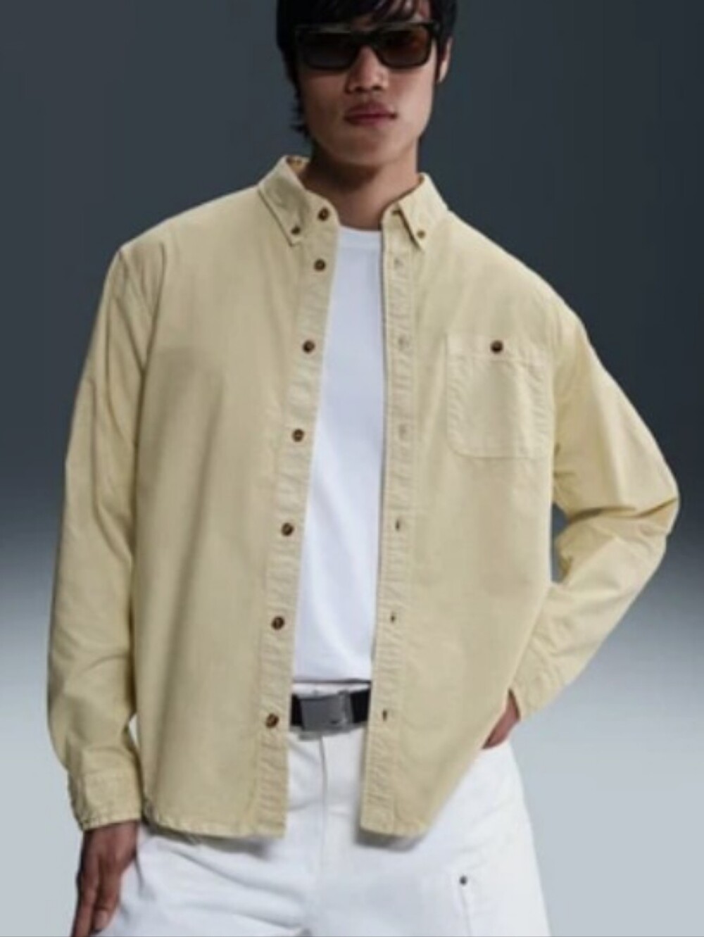 New Nike Life Oxford Button Down Shirt Light Khaki HJ7270-234 Mens Sz Large